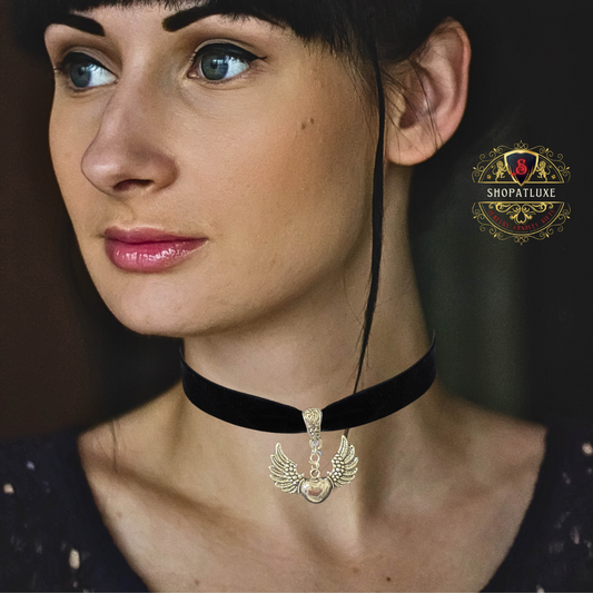 Wings Of Love Soft Velvet Choker Necklace