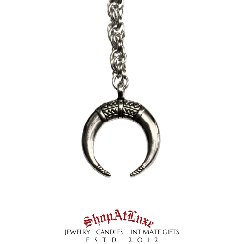 Odin Horn Moon Chainmail Captive Lariat Necklace