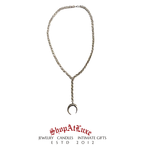 Odin Horn Moon Chainmail Captive Lariat Necklace