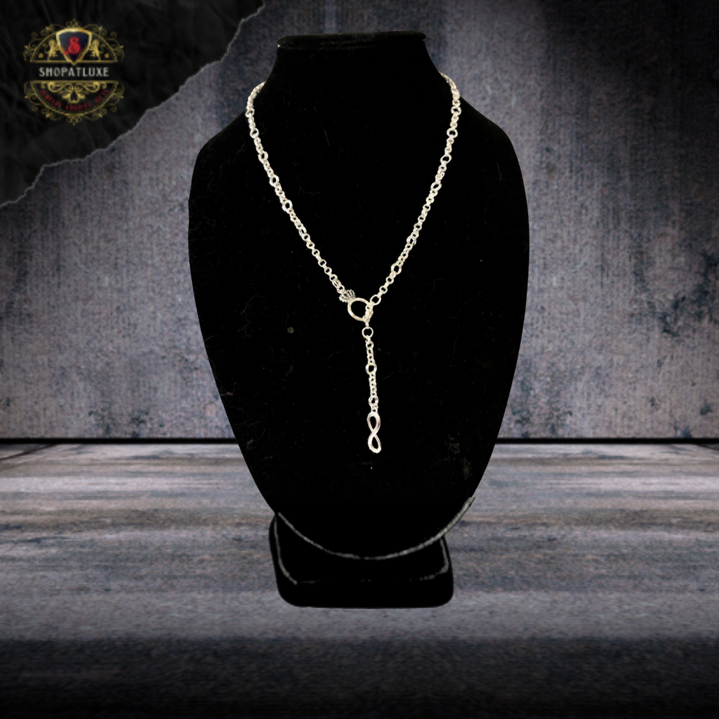Sterling Silver Infinity Lariat Chainmail Necklace