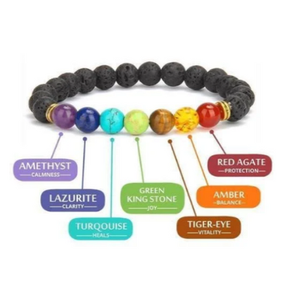 Lava Rocks Chakra Bracelet