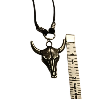 Steel And Leather Longhorn Western Style Necklace