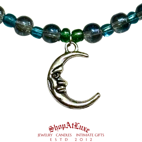 Lunar Blues Crescent Moon Beaded Necklace