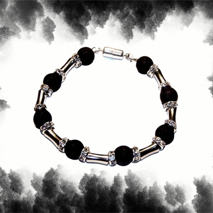 Mens Lava Rocks Steel Bracelet