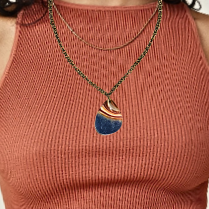 Striped Lake Superior Agate Pendant With Hand Woven Necklace