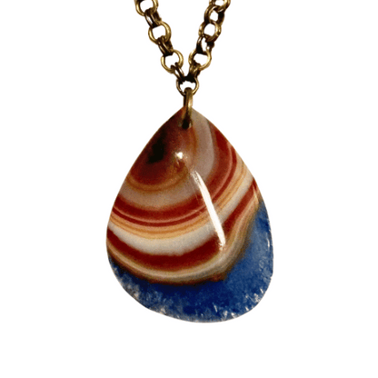 Striped Lake Superior Agate Pendant With Hand Woven Necklace