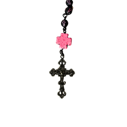 Pink And Black Holy Rosary For Youth