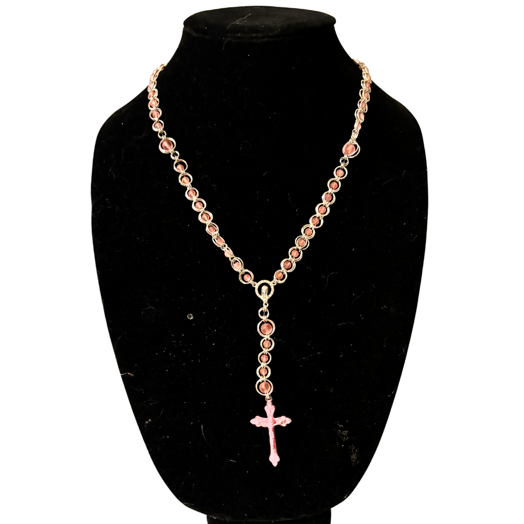 Pink Beaded Chainmail Rosary