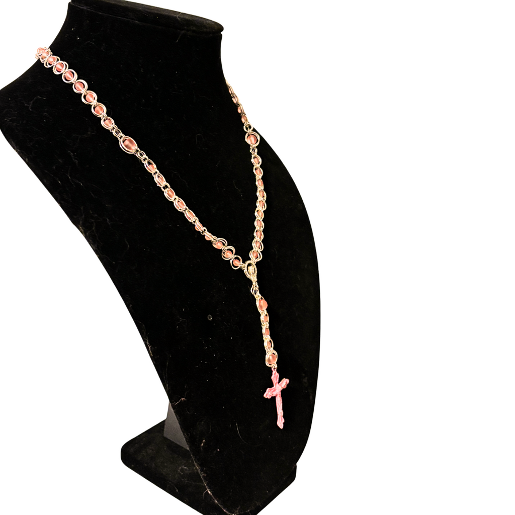 Pink Beaded Chainmail Rosary
