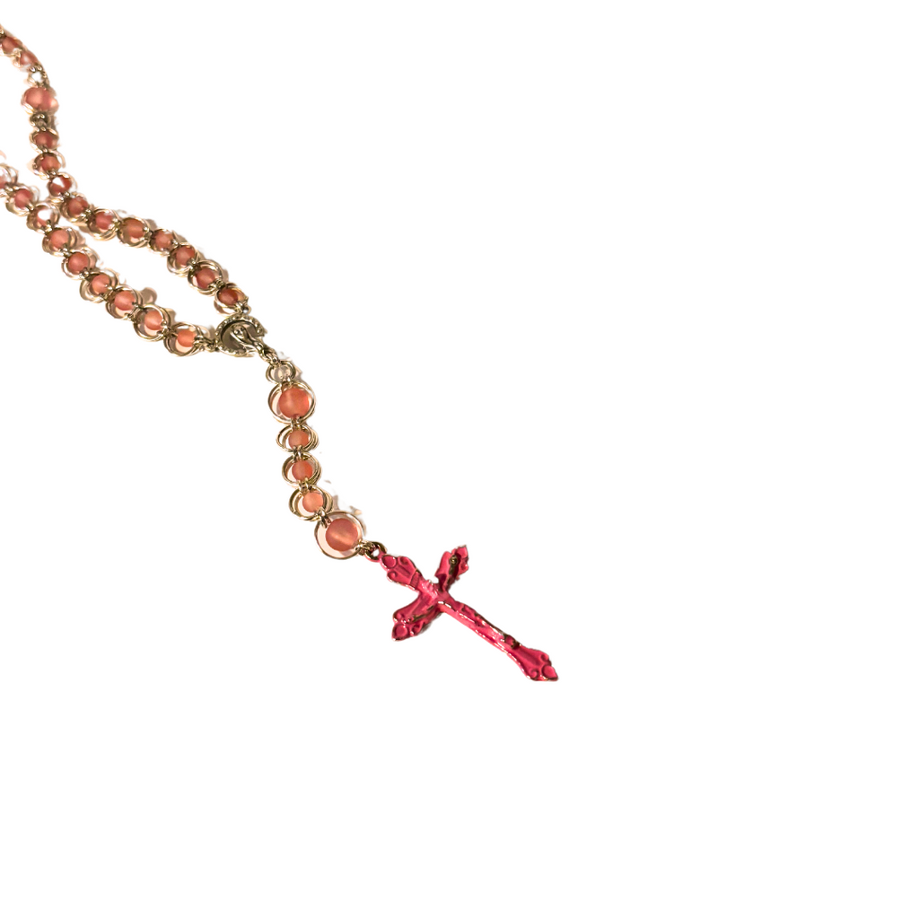 Pink Beaded Chainmail Rosary