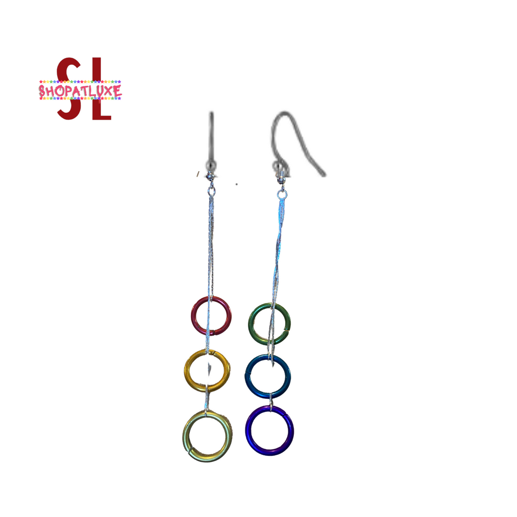 Rainbow Hoops Dangle Earrings