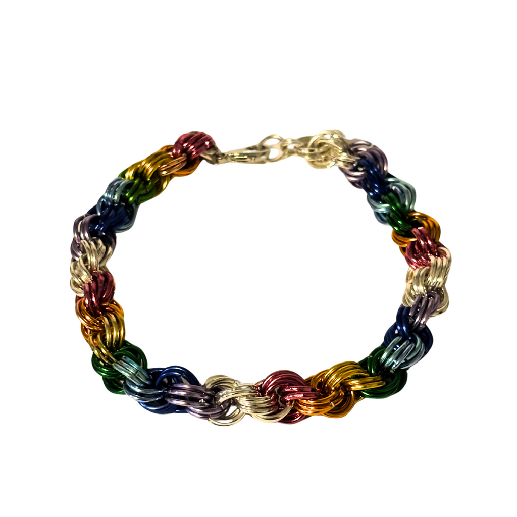 Rainbow Pride Byzantine Bracelet 8.5 Inches