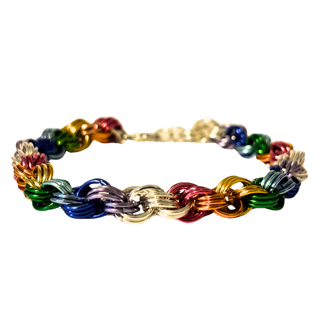 Rainbow Pride Byzantine Bracelet 8.5 Inches