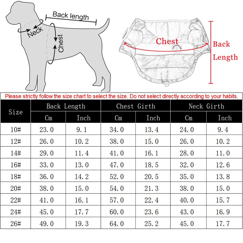 Waterproof Big Dog Down Jacket Winter Warm Dog Clothes for Small Medium Large Dogs French Bulldog Pug Hooded Coat Pets Clothing