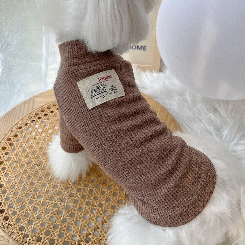 Winter New Waffle Sweater Puppy Clothes Teddy Poodle Miniature Dog and Cat Legs Warm Top Turtleneck Blouse Dog Clothes