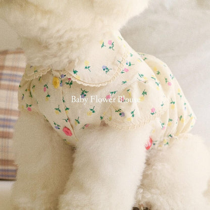 INS CottonDog Skirt floral dress with small buttons Exquisite Lace Print Bow Puppy Dress Bichon Pet Cat Princess Dog Clothes