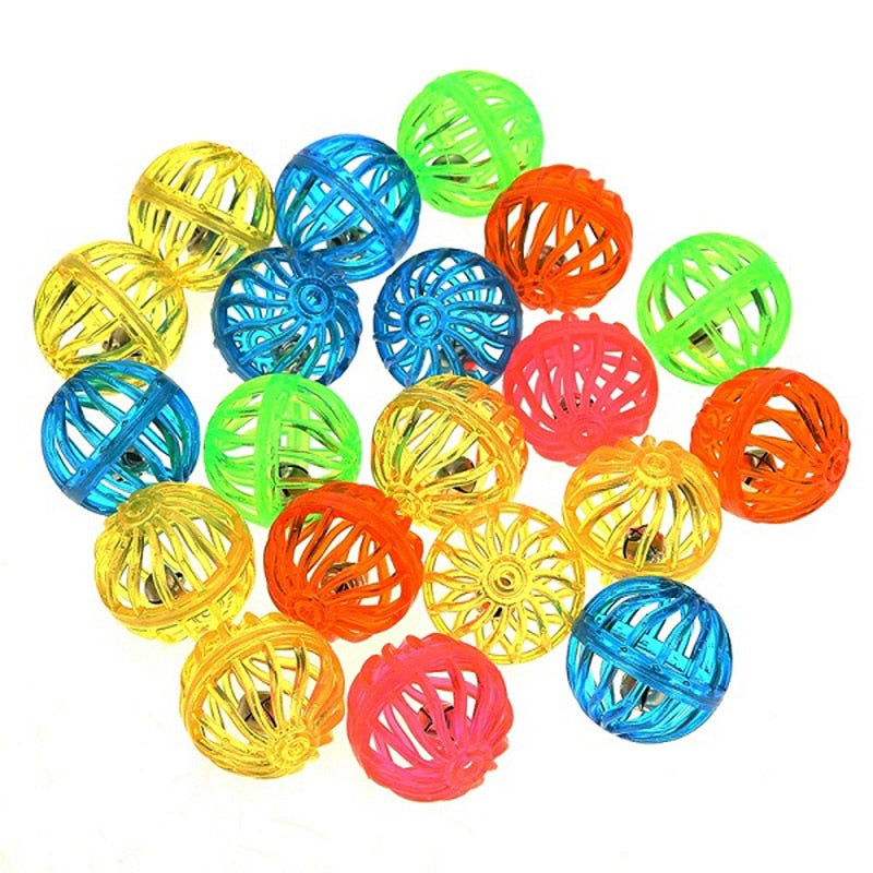 Plastic Cat Kitten Pet Play Balls With Jingle Bell Pounce Rattle Toy Plush Cat Toy Set Cat Toys Interactive Mimi Pet Supply