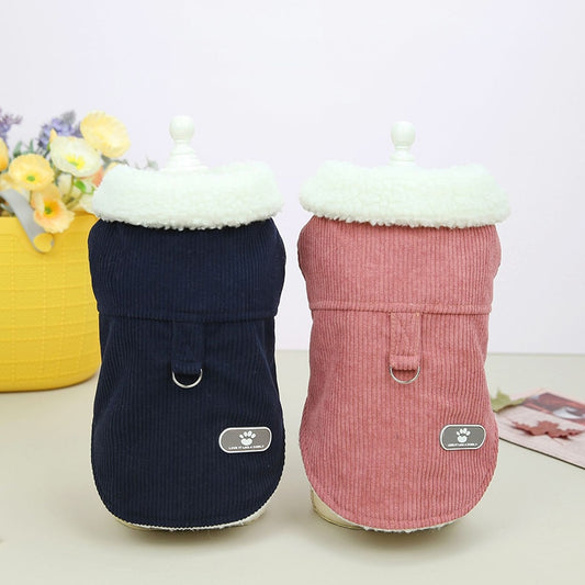 Pet Dog Clothes Winter Corduroy Vest Dog Jackets Suit Warm Fleece Vest for Small Dogs Pet Coat Clothing Fashionable Pet Supplies