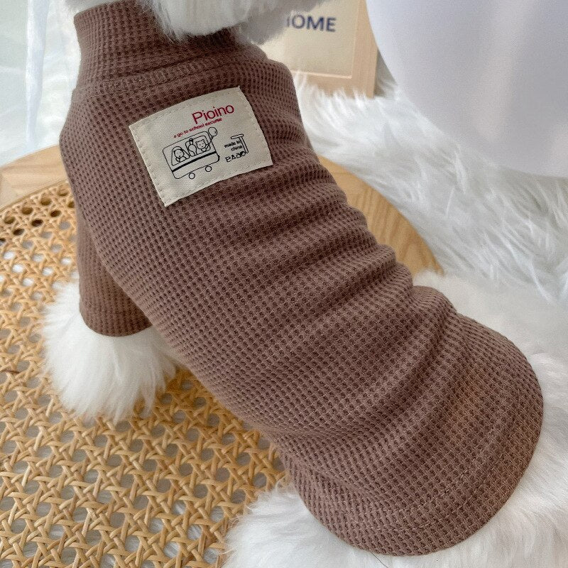 Winter New Waffle Sweater Puppy Clothes Teddy Poodle Miniature Dog and Cat Legs Warm Top Turtleneck Blouse Dog Clothes