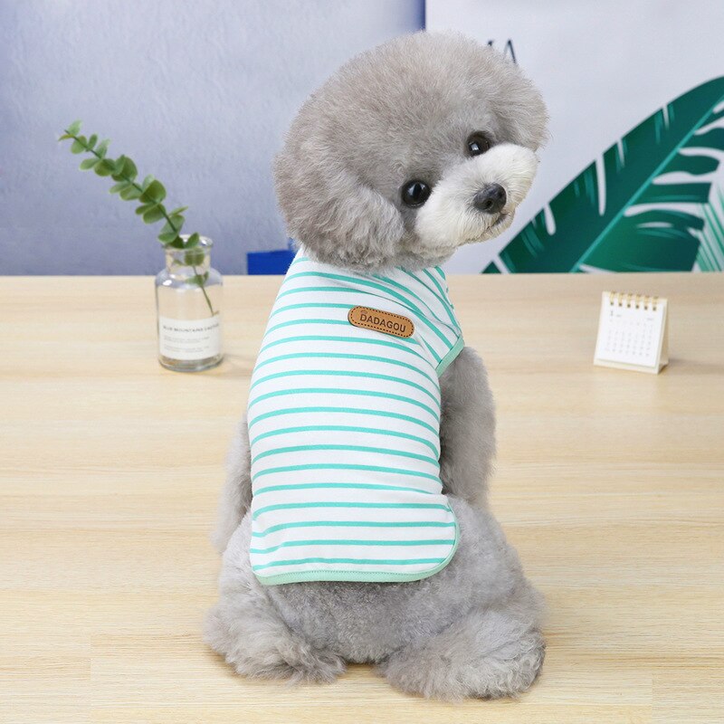 Puppy Spring Clothes Dog Summer Vest For Small Breeds Doggy Pomeranian Chihuahua Ropa Perro Pet Shirt Striped T-shirt Costume