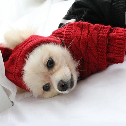 Hat for Dogs Winter Warm Stripes Knitted Hat+Scarf Collar Puppy Teddy Costume Christmas Clothes Santa Dog Costumes