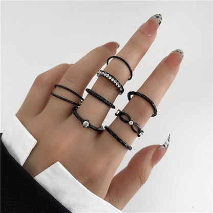 Vintage Gothic Metal Rings Set for Women Girls Geometric Retro Multi Knuckle Joint Finger Ring Personality Snake Trendy Jewelry