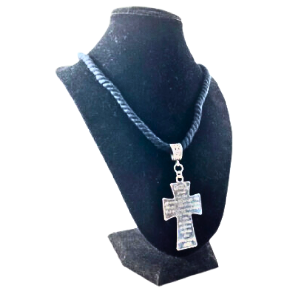 Twisted Textile Serenity Prayer Cross Necklace