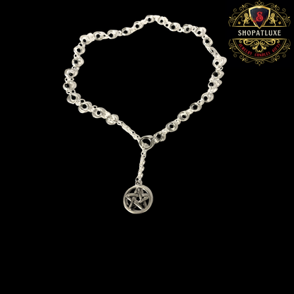 Sterling Silver Pentacle Lariat Chainmail Necklace