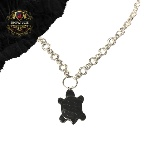 Stone Turtle Chainmail Necklace