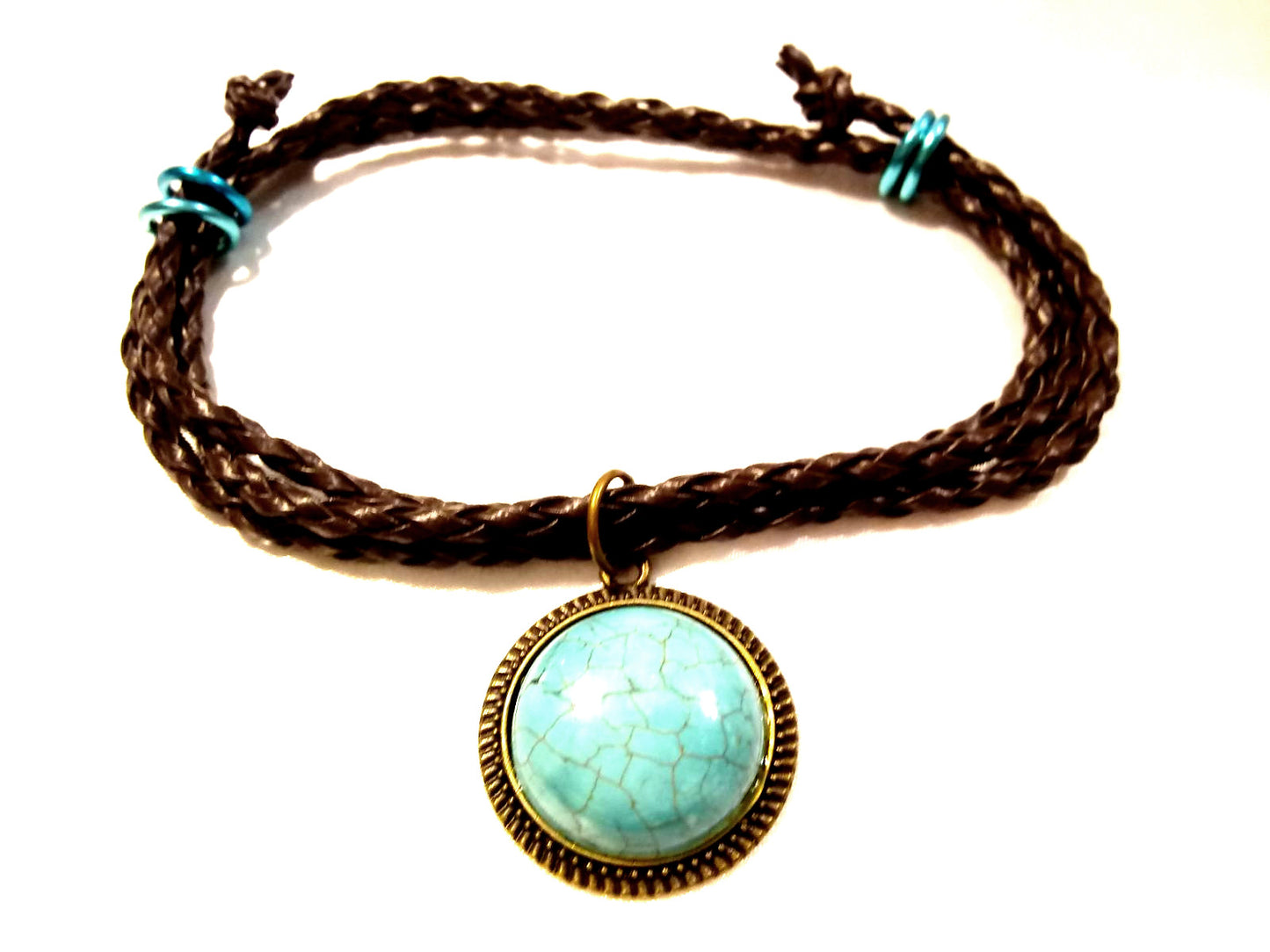 Turquoise Vegan Leather Wrap Bracelet