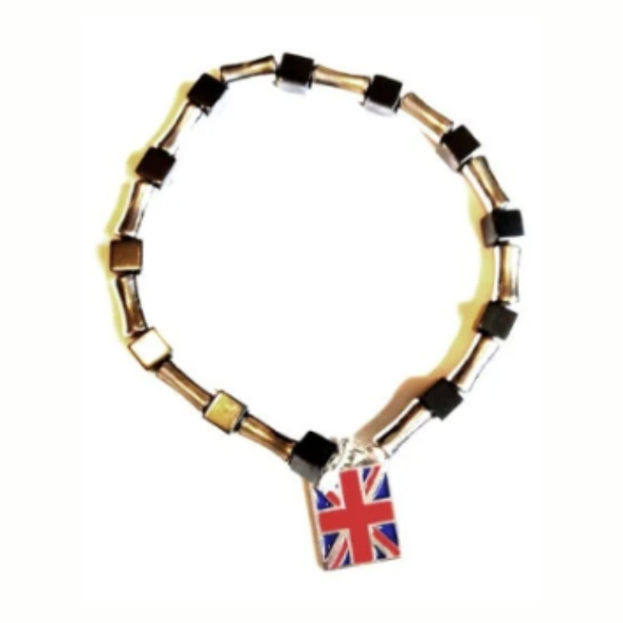 UK Flag Steel And Hematite Bracelet