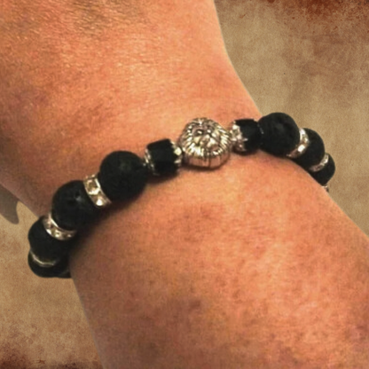 XXL Lion's Head Lava Rocks Bracelet