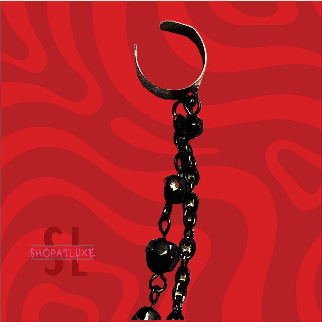 Yin Yang Helix Barbell And Ear Cuff And Chain Earring