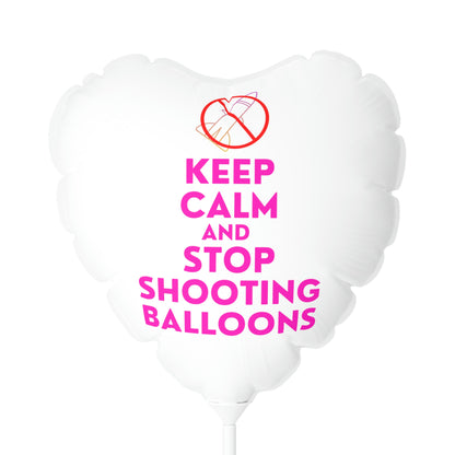 Keep Calm And Stop Shooting Balloons (Heart-shaped, 11" Mylar Balloon)