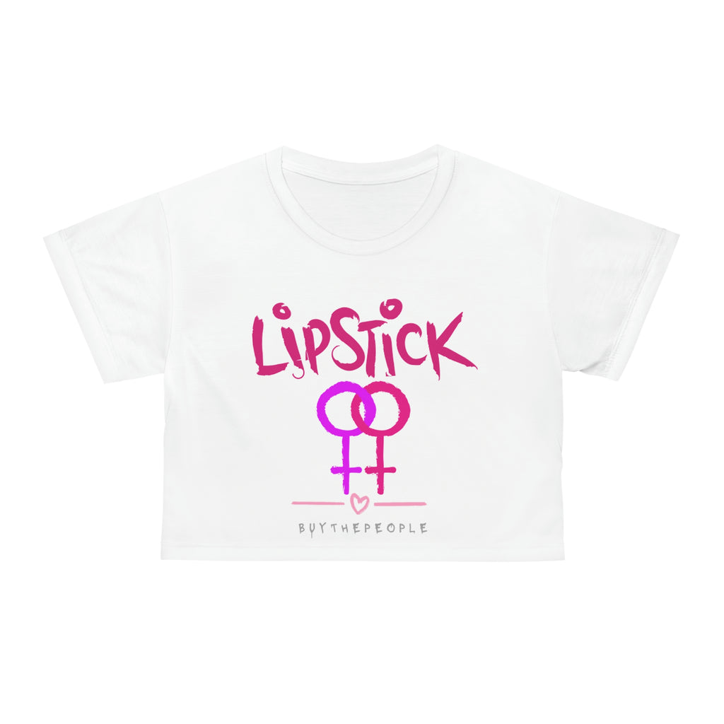 Lipstick Lesbian AOP Crop Tee With Be Yourself Logo On Reverse