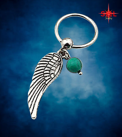 18G Captive Bead Ring With Angel Wing Dangle