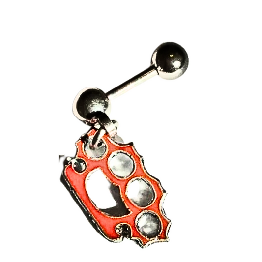 Helix 18g Barbell With Orange Brass Knuckles Dangle