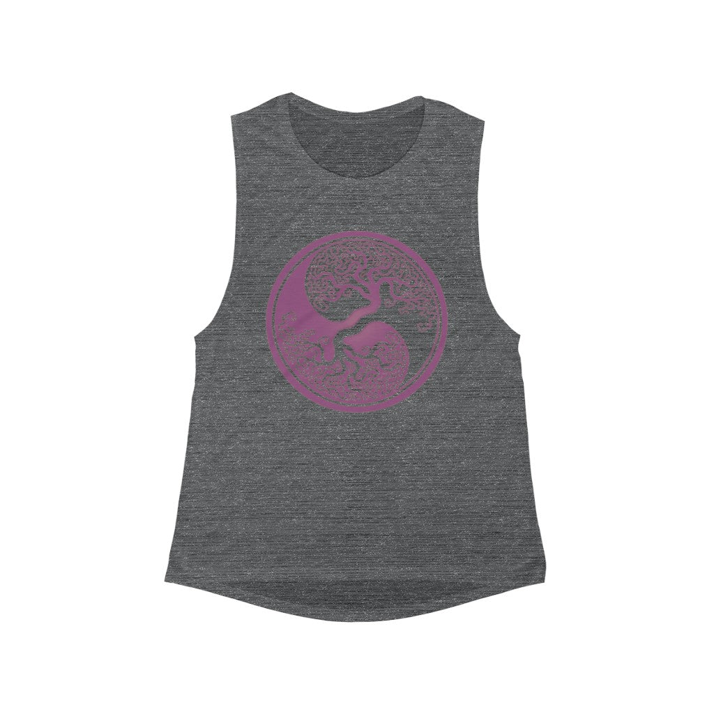 Yin Yang Tree Of Life Flowy Scoop Muscle Tank