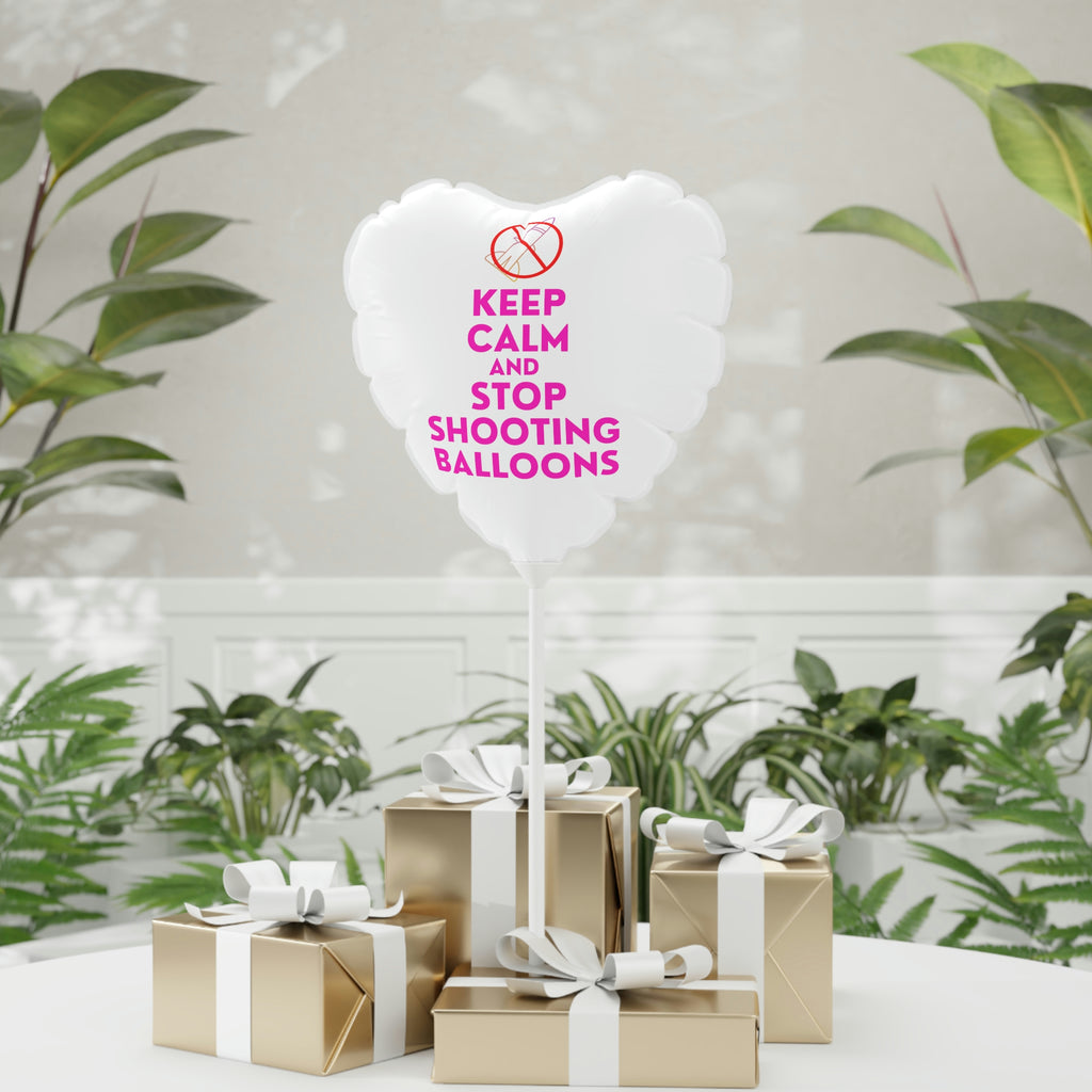 Keep Calm And Stop Shooting Balloons (Heart-shaped, 11" Mylar Balloon)