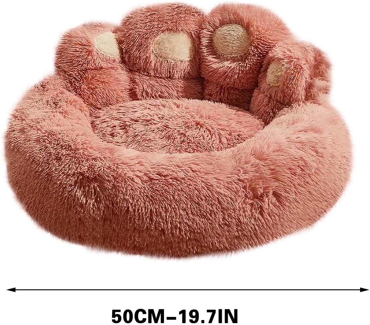 Dog Bed with Standing Paws | Upgraded Soothing Paw Dog Bed | Cozy and Comfy Pet Dog Bed | Creative Dog Donut Bed with Bear Paws | Size 15.74 * 8.66 * 2.75 | Pet Paw Dog Bed for Dogs (Pink)