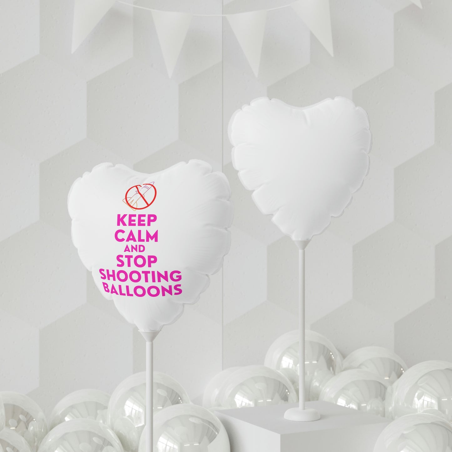 Keep Calm And Stop Shooting Balloons (Heart-shaped, 11" Mylar Balloon)