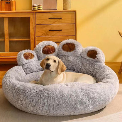 Dog Bed with Standing Paws | Upgraded Soothing Paw Dog Bed | Cozy and Comfy Pet Dog Bed | Creative Dog Donut Bed with Bear Paws | Size 15.74 * 8.66 * 2.75 | Pet Paw Dog Bed for Dogs (Pink)