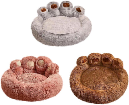 Dog Bed with Standing Paws | Upgraded Soothing Paw Dog Bed | Cozy and Comfy Pet Dog Bed | Creative Dog Donut Bed with Bear Paws | Size 15.74 * 8.66 * 2.75 | Pet Paw Dog Bed for Dogs (Pink)