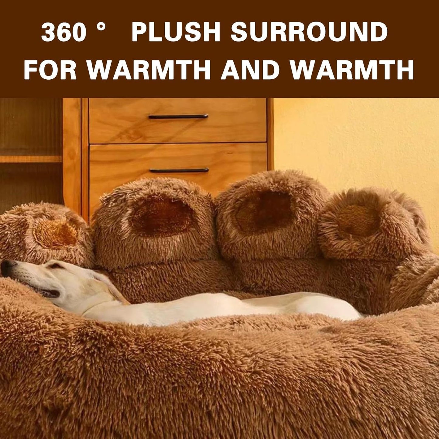 Dog Bed with Standing Paws | Upgraded Soothing Paw Dog Bed | Cozy and Comfy Pet Dog Bed | Creative Dog Donut Bed with Bear Paws | Size 15.74 * 8.66 * 2.75 | Pet Paw Dog Bed for Dogs (Pink)