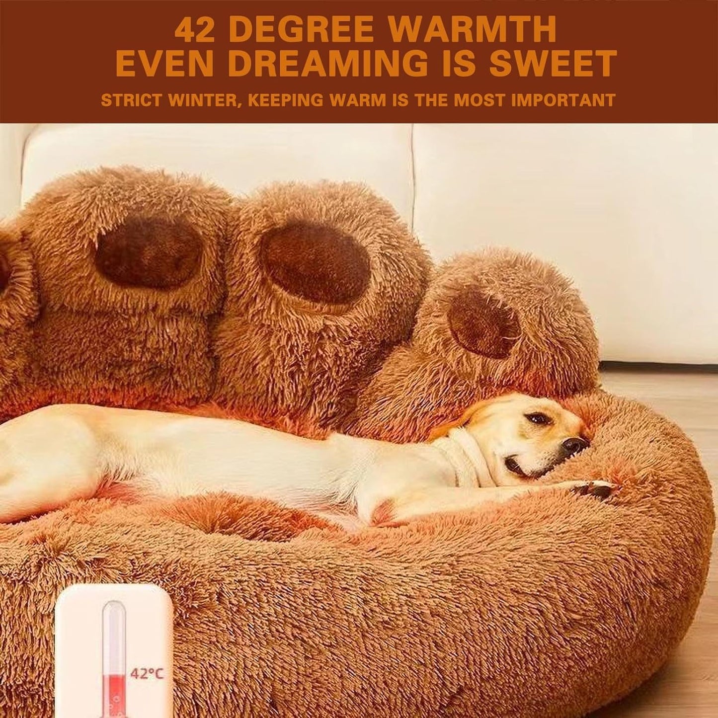 Dog Bed with Standing Paws | Upgraded Soothing Paw Dog Bed | Cozy and Comfy Pet Dog Bed | Creative Dog Donut Bed with Bear Paws | Size 15.74 * 8.66 * 2.75 | Pet Paw Dog Bed for Dogs (Pink)