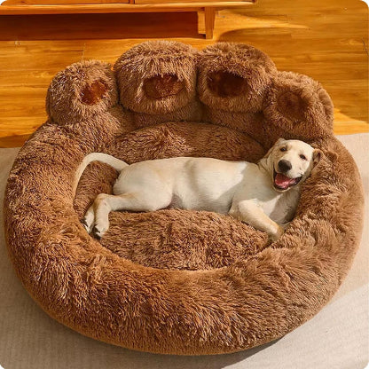 Dog Bed with Standing Paws | Upgraded Soothing Paw Dog Bed | Cozy and Comfy Pet Dog Bed | Creative Dog Donut Bed with Bear Paws | Size 15.74 * 8.66 * 2.75 | Pet Paw Dog Bed for Dogs (Pink)