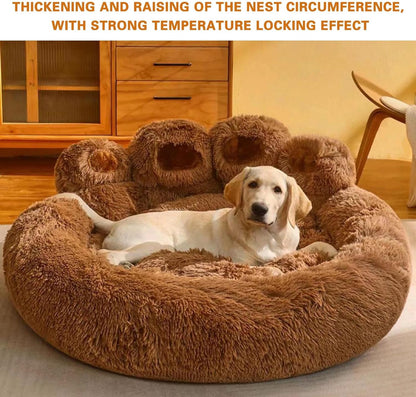 Dog Bed with Standing Paws | Upgraded Soothing Paw Dog Bed | Cozy and Comfy Pet Dog Bed | Creative Dog Donut Bed with Bear Paws | Size 15.74 * 8.66 * 2.75 | Pet Paw Dog Bed for Dogs (Pink)