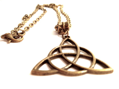 Antique Silver Triquetra Trinity Celtic Knot Necklace