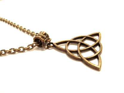 Antique Silver Triquetra Trinity Celtic Knot Necklace