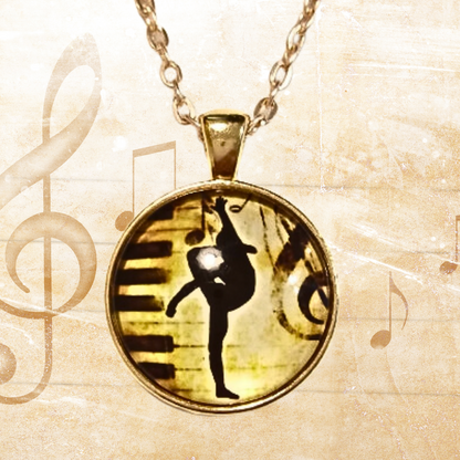 Ballet Dancer Cabochon Rose Gold Necklace